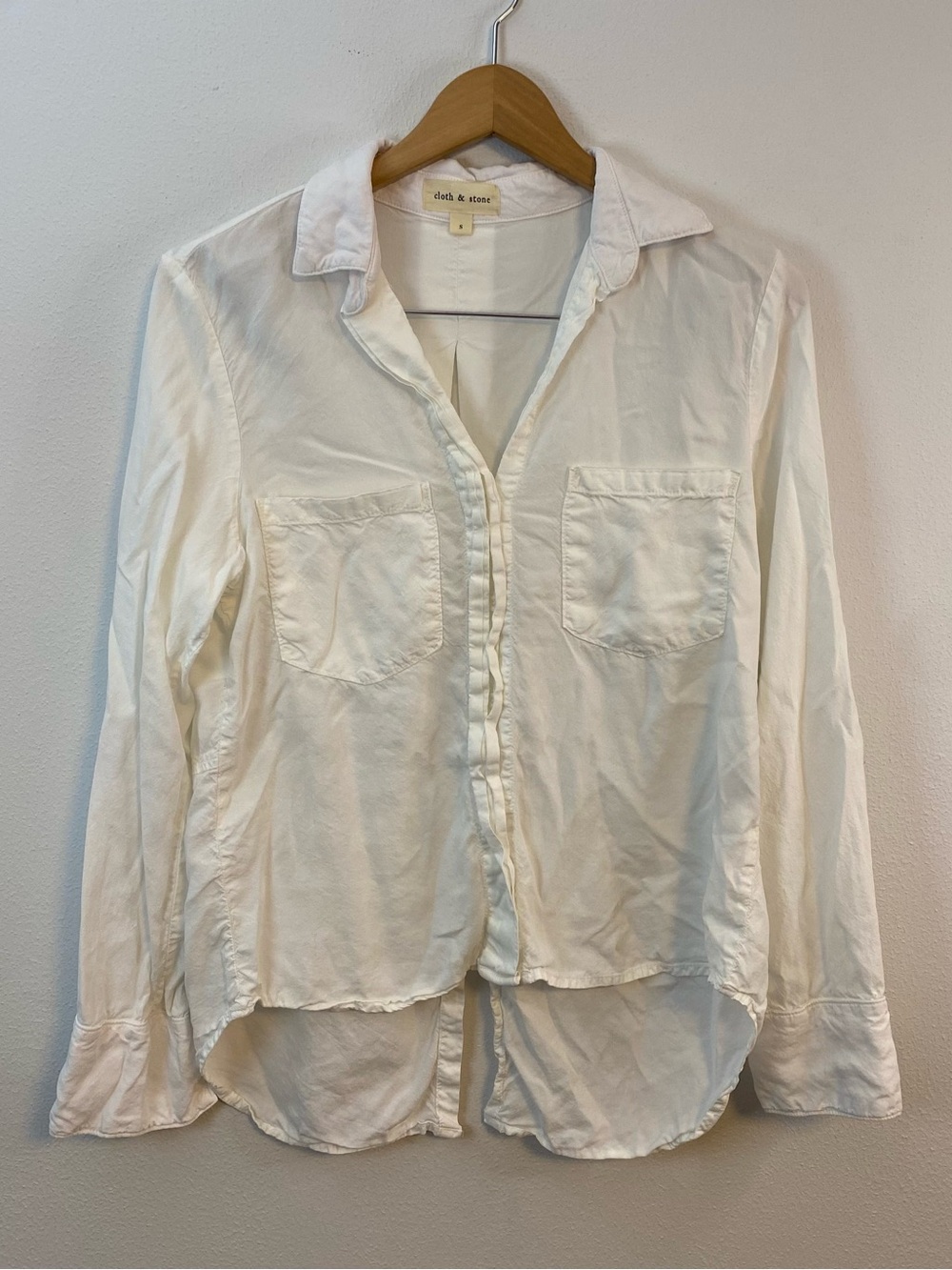 Cloth & Stone White Flowy Casual Office Long Sleeve Button Up Womens Small